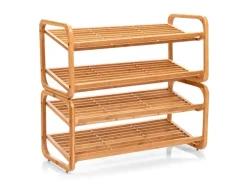 Zeller Regale Massivholz|Holzregale^Schuhregal mit 2 Ablagen Bambus 74 cm x 33 cm x 33 cm