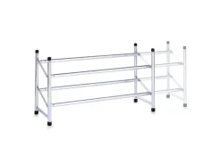 Zeller Weitere Regale^Schuhregal mit 2 Ablagen Metall 36 cm x 23 cm x 6,4 cm Verchromt Glänzend