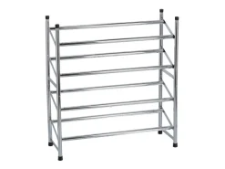 Zeller Weitere Regale^Schuhregal mit 2 Ablagen Metall 36 cm x 23 cm x 6,4 cm Verchromt Glänzend