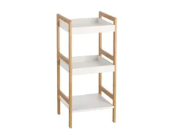Zeller Standregal mit 3 Ablagen Bambus/MDF 80 cm x 36 cm x 33 cm Weiß