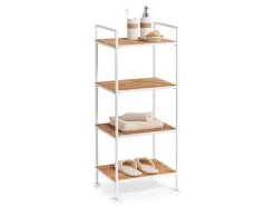 Zeller Weitere Regale^Standregal mit 4 Ablagen Bambus/Metall 95 cm x 33 cm x 39 cm Weiß