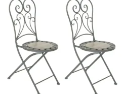 Best Acamp Gartenset Provence 2 Stühle Grau-Beige meliert für den Außenbereich