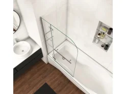 Hot AICA 120x140cm Badewannenaufsatz Faltwand Duschwand 5mm ESG Duschabtrennung mit Handtuchhalter Eckeregalen