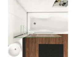 Sale AICA 100x140cm Badewannenaufsatz Faltwand Duschwand 5mm ESG Duschabtrennung mit Handtuchhalter Eckeregalen