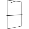 Sale AICA 140x200cm Walk In Schwarz Aluminiumrahmen Duschwand mit Duschregal Handtuchhalter mit Stabilisator Duschabtrennung 8mm NANO Glass F084B