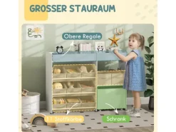 AIYAPLAY Kinderregal MDF Vliesstoff Weiß 105L x 30B x 80H cm