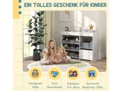 AIYAPLAY Kinderregal MDF Vliesstoff Weiß 105L x 30B x 80H cm