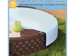 AIYAPLAY Sandkasten 120 x 120 cm Imprägniert Kinder Sandbox mit Sitzbänken