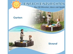 AIYAPLAY Sandkasten 120 x 120 cm Imprägniert Kinder Sandbox mit Sitzbänken
