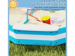 Discount AIYAPLAY Sandkasten 133 x 108 cm Sandkiste aus Holz Sandbox mit Sitzbank