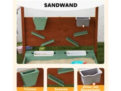 AIYAPLAY Sandkasten mit Abdeckung Massivholz Kinder Sandbox mit Sitzbänken