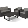 Allibert Victoria - Monaco Loungeset 4-teilig mit 2-sitzer, Sessel und Tisch