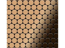 ALLOY Mosaik Fliese Massiv Metall Titan Hochglänzend Kupfer 1,6mm Stark Dome-ti-am 1 Paket mit 10 Matten 0,73 m2 Kupfer