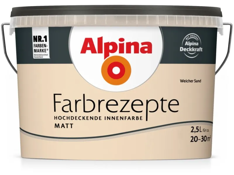 Hot Alpina Farbrezepte matt 2,5 Liter Weicher Sand