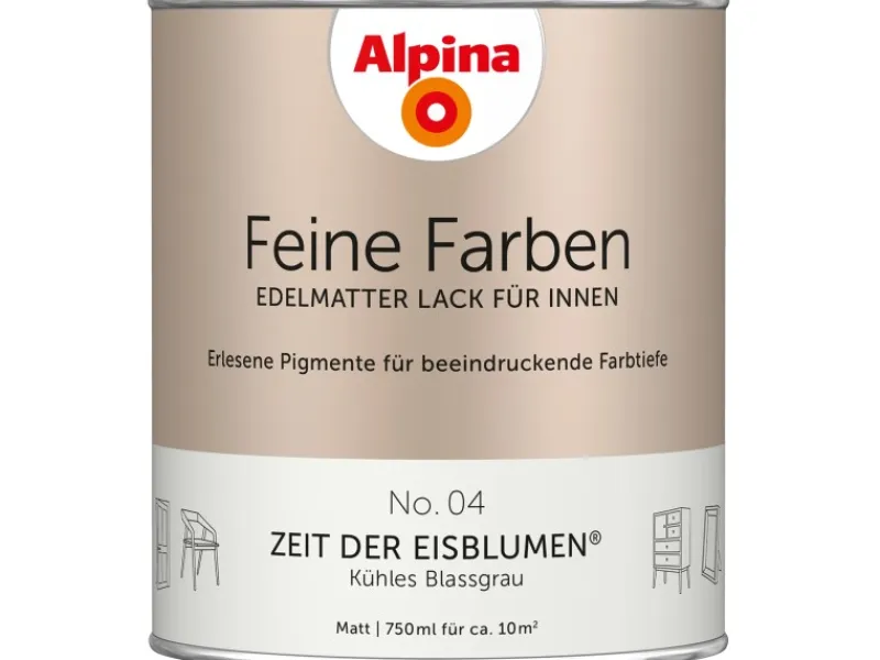 Alpina Feine Farben Lack No. 04 Zeit der Eisblumen® Grau edelmatt 750 ml