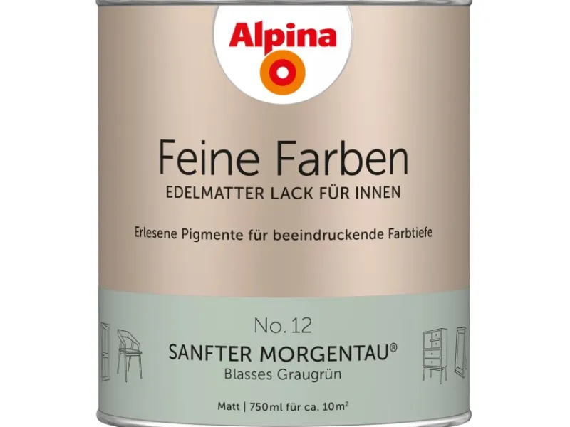 Alpina Feine Farben Lack No. 12 Sanfter Morgentau ® Grau-Grün edelmatt 750 ml