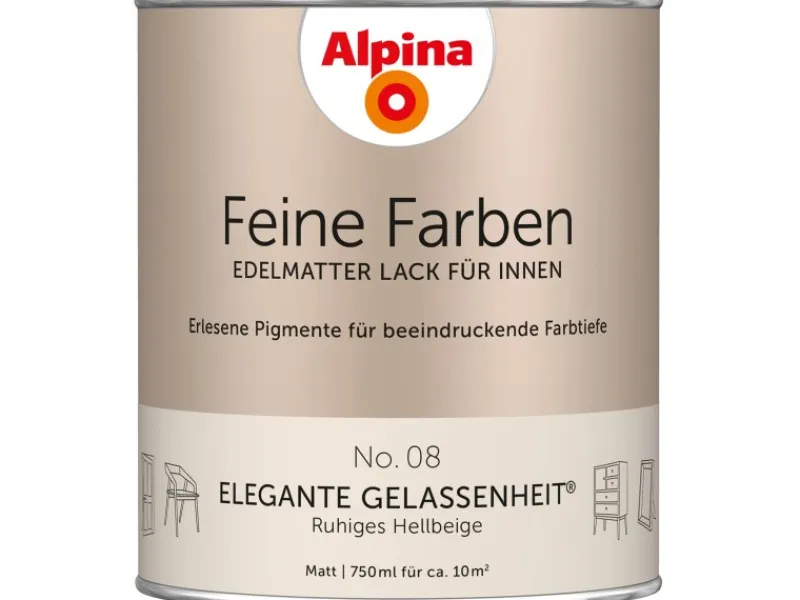 Alpina Feine Farben Lack No. 08 Elegante Gelassenheit® edelmatt 750 ml Ruhiges Hellbeige
