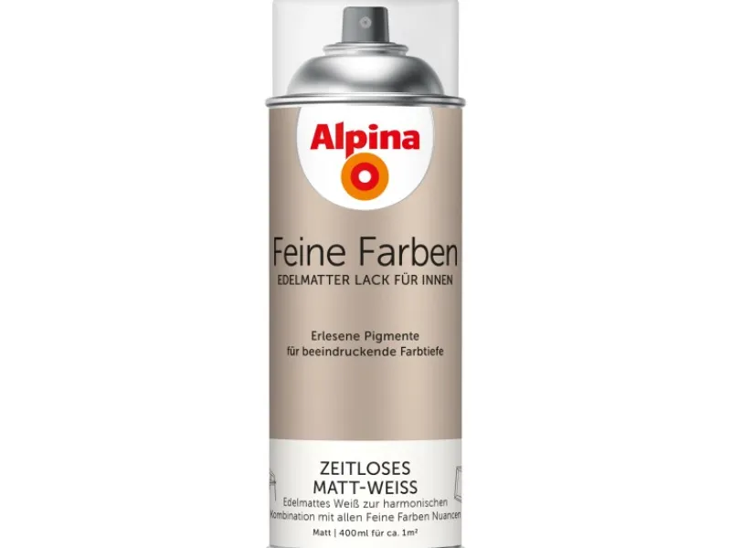 Alpina Feine Farben Sprühlack Zeitloses Matt-Weiss edelmatt 400 ml