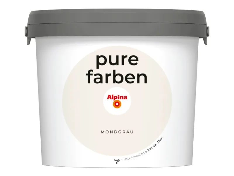 Clearance Alpina Wandfarbe Pure Farben 2,5 l Mondgrau