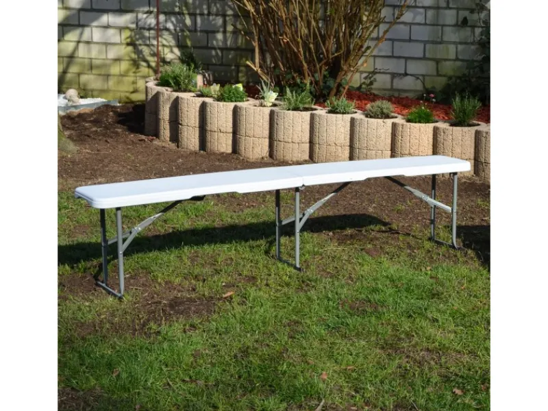 Sale AMANKA Bierbank aus Kunststoff 182 x 27 x 43 cm - Weiß - Klappbar