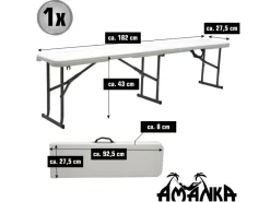 Sale AMANKA Bierbank aus Kunststoff 182 x 27 x 43 cm - Weiß - Klappbar