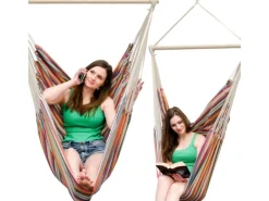 AMANKA Hängesessel bis 150 kg Belastbar 185 x 130 cm Bunte Streifen