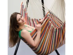 AMANKA Hängesessel bis 150 kg Belastbar 185 x 130 cm Bunte Streifen