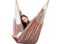 AMANKA Hängesessel bis 150 kg Belastbar 185 x 130 cm Bunte Streifen