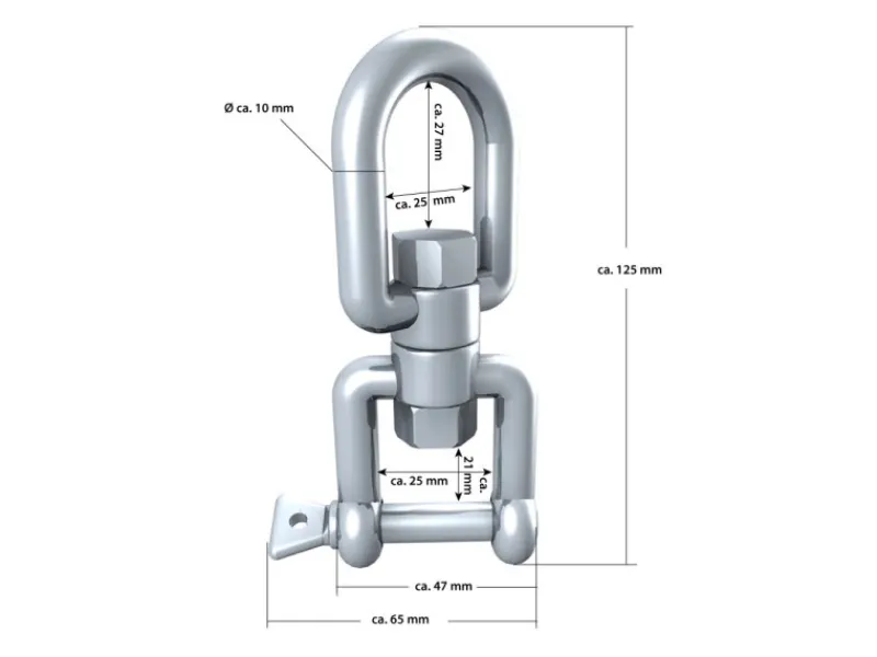 AMANKA Hängesessel Drehwirbel 10 x 125 mm bis 420 kg belastbar Silber