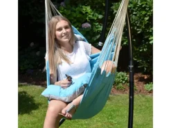 Best AMANKA Hängesessel inkl. 2 Kissen bis 120 kg 130 x 95 cm Blau