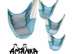 Best AMANKA Hängesessel inkl. 2 Kissen bis 120 kg 130 x 95 cm Blau