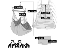 AMANKA Hängesessel inkl. Kissen bis 150 kg 330 x 120 cm Grau