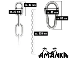 AMANKA Hängesessel Kette mit Deckenhaken 100 cm Aufhängung mit 2 Karabiner bis 230 kg