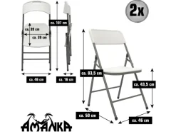 Online AMANKA Klappstühle 2er Set 50 x 46 x 835 cm bis 150 kg Belastbar - Weiss Weiß