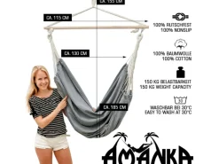 AMANKA XXL-Hängesessel bis 150 kg Belastbar 185 x 130 cm