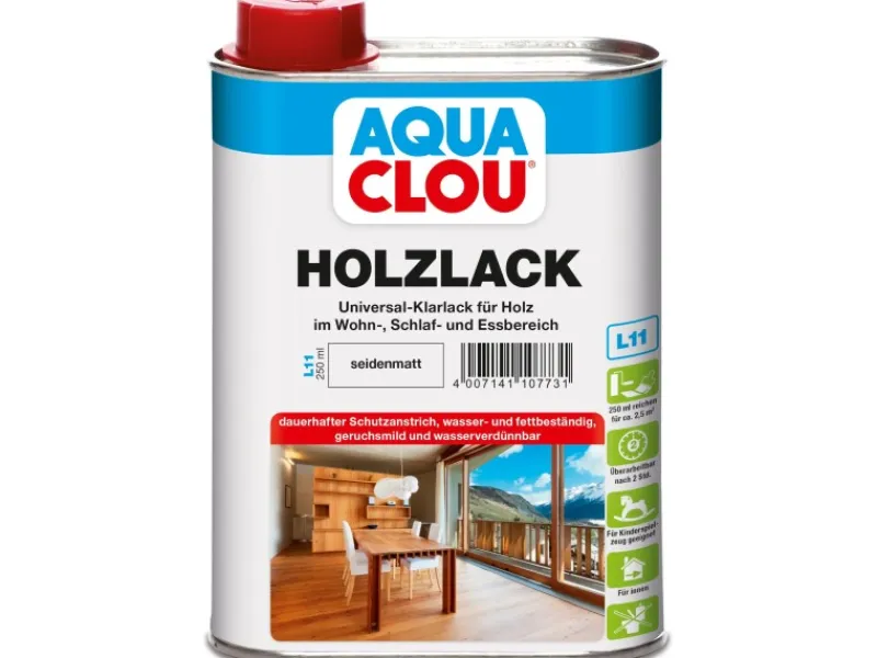 CLOU Aqua Holzlack Transparent Seidenmatt 250 ml