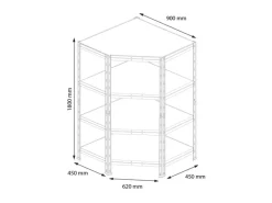 Outlet AR Shelving Rivet Eck-Schwerlastregal 180 x 90 x 45 cm 4 Böden Anthrazit FSC®