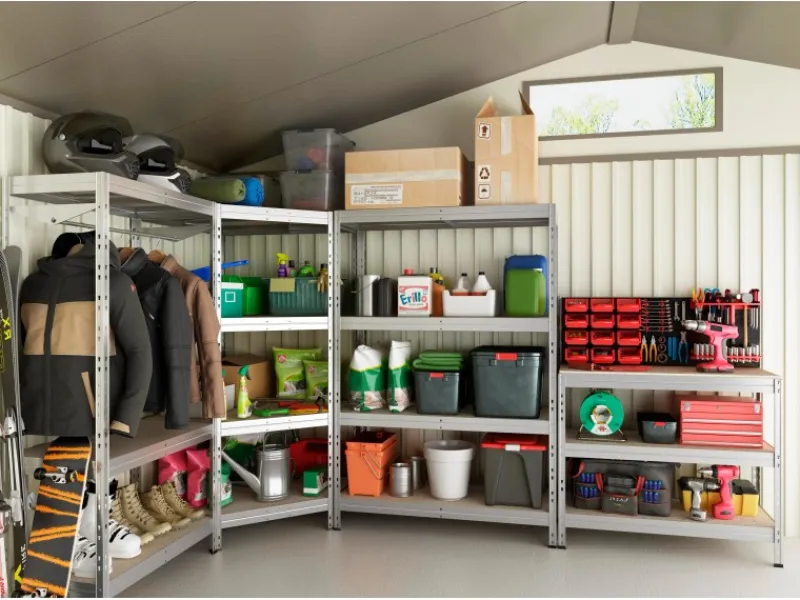 New AR Shelving Schwerlast-Steckregal Rivet 180 cm x 120 cm x 45 cm 4 Böden Verzinkt