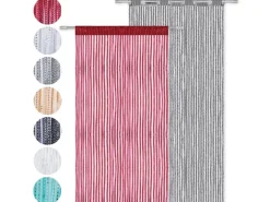 Best Arsvita Fadenvorhang Fadengardine Gardine Vorhang Metall-Optik 140 cm x 250 cm Ösen Gold