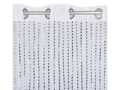 Best Arsvita Fadenvorhang Trennvorhang Dekoschal Gardine Metall-Optik Ösen 140 cm x 250 cm Perlweiß