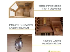 Discount Artsauna Infrarotkabine Wärmekabine Esbjerg mit Triplex Heizsystem und Hemlockholz