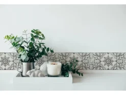 Hot AS-Creation A.S. Création Borte selbstklebend Fliese 5 m x 13 cm Schwarz-Weiß