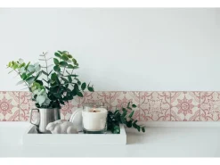 Clearance AS-Creation A.S. Création Borte selbstklebend Fliese 5 m x 13 cm Rot-Weiß