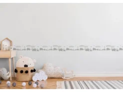 AS-Creation A.S. Création Borte selbstklebend Elefanten Kinderzimmer 5 m x 15 cm Weiß-Grau