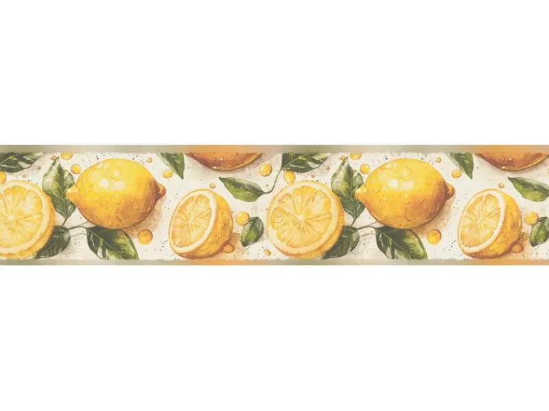 AS-Creation A.S. Création Selbstklebende Bordüre mit Zitronen in Gelb Grün 5 m x 0,13 m