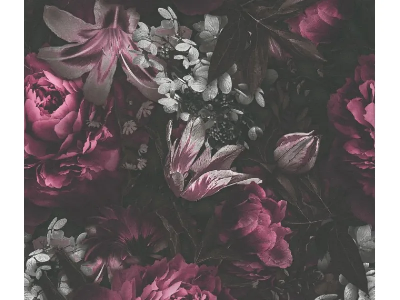AS-Creation A.S. Création Vliestapete Blumen Lila Schwarz