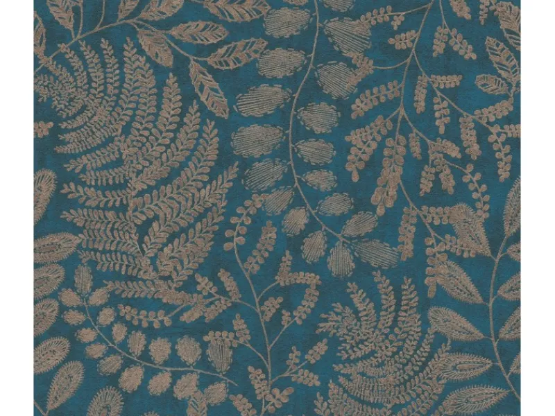 AS-Creation A.S. Création Vliestapete Blätter Blau Gold Blau-Gold
