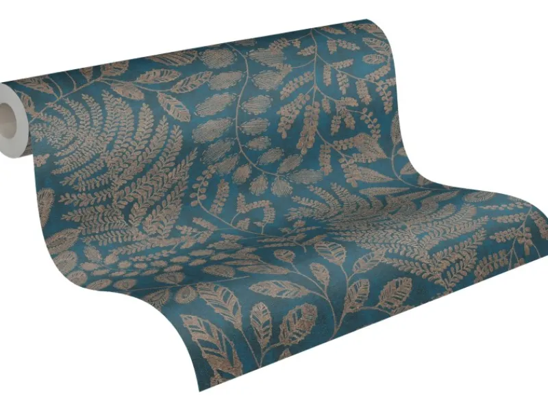 AS-Creation A.S. Création Vliestapete Blätter Blau Gold Blau-Gold