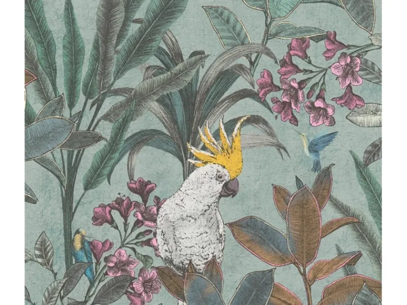 AS-Creation A.S. Création Vliestapete Dschungelmotiv in Grün, Pink und Braun 10,05 x 0,53 m