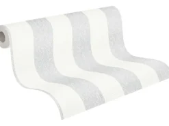 Discount AS-Creation A.S. Création Vliestapete Streifen Hellgrau Grau-Weiß